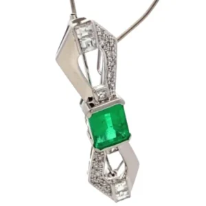 Pt･Pm900 エメラルド・ダイヤモンド ブローチ 2.66 ct D0.945 ct