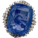 Pt･Pm900 スリランカ産非加熱ブルーサファイア・ダイヤモンド リング 69.71・1.42・0.48・0.66ct