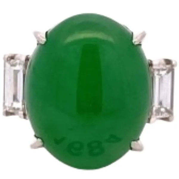 Pt･Pm900 翡翠・ダイヤモンド リング 13.3 ct D0.95 ct