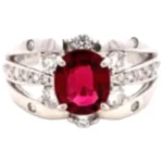 K18WG レッドスピネル・ダイヤモンド リング 1.23 ct 0.442 ct