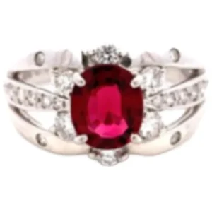 K18WG レッドスピネル・ダイヤモンド リング 1.23 ct 0.442 ct