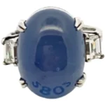 Pt･Pm900 スリランカ産スターサファイア・ダイヤモンド リング 25.3・0.66ct