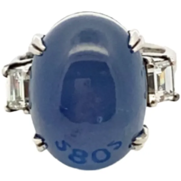 Pt･Pm900 スリランカ産スターサファイア・ダイヤモンド リング 25.3・0.66ct