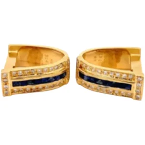 K18 サファイア・ダイヤモンド ピアス/イヤリング S1.03・S1.03・D0.47・D0.47 ct