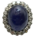 Pt･Pm900 非加熱スターサファイア・ダイヤモンド リング 76.75 ct 4.273 ct