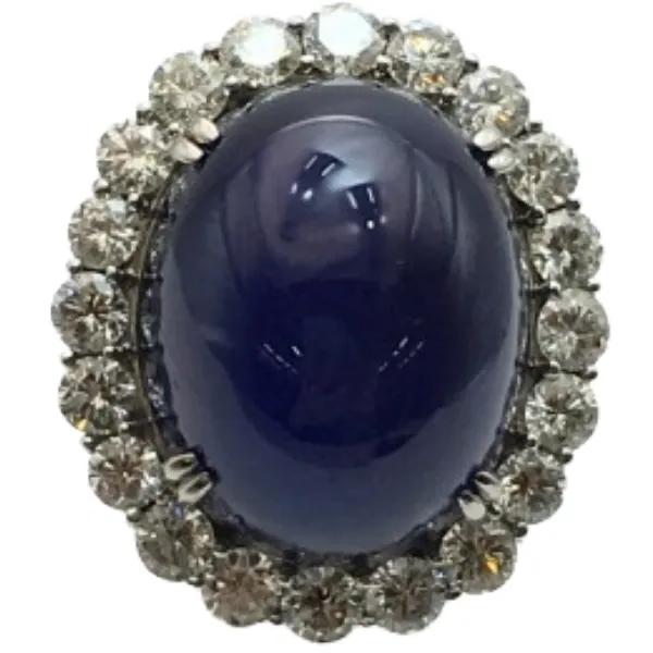 Pt･Pm900 非加熱スターサファイア・ダイヤモンド リング 76.75 ct 4.273 ct