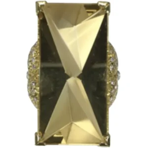 K18 シトリン・ダイヤモンド リング 27.96 ct 0.6 ct