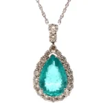 Pt900/K18WG モザンビーク産パライバトルマリン・ダイヤモンド ネックレス/ペンダントトップ 2.979・D0.69ct