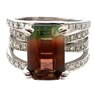 K18WG バイカラートルマリン・ダイヤモンド 6.67・0.75ct