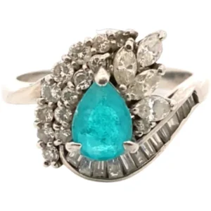 Pt･Pm900 トルマリン・ダイヤモンド リング 0.65・D0.81ct