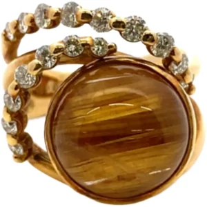 K18 ルチレイテッドクォーツ・ダイヤモンド リング 9.80・0.62ct