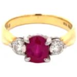 Pt900/K18 ピンクサファイア・ダイヤモンド リング 1.52 ct 0.213・0.212 ct