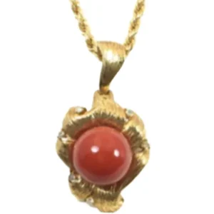 K18 サンゴ・ダイヤモンド ネックレス/ペンダントトップ 0.1 ct