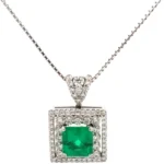 Pt850/Pt900 エメラルド・ダイヤモンド ネックレス/ペンダントトップ 1.65・D0.75ct