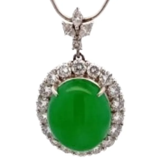 Pt900Pt 翡翠・ダイヤモンド ペンダントトップ J10.32 ct D1.73・0.16 ct