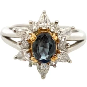 Pt900/K18 ブラジル産アレキサンドライト・ダイヤモンド リング 0.76・D0.71ct