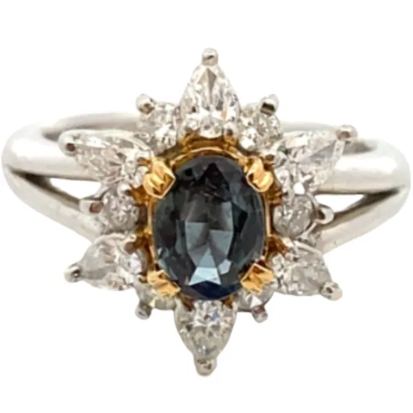 Pt900/K18 ブラジル産アレキサンドライト・ダイヤモンド リング 0.76・D0.71ct