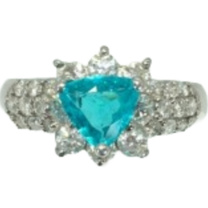 Pt･Pm900 ブラジル産パライバトルマリン・ダイヤモンド リング 0.88 ct D1.28 ct