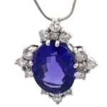 Pt･Pm900 タンザナイト・ダイヤモンド ネックレストップ 10.3 ct D1.33 ct