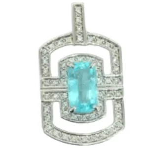 Pt･Pm900 パライバトルマリン・ダイヤモンド ネックレストップ 1.721 ct 0.28 ct