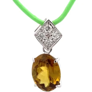 K18WG スフェーン・ダイヤモンド ネックレス/ペンダントトップ 2.09・0.10ct