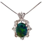 Pt850/Pt900 ブラックオパール・ダイヤモンド ネックレス/ペンダントトップ 4.59・D1.2ct