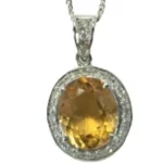 Pt850Pt900 シトリン・ダイヤモンド ネックレストップ 0.5 ct