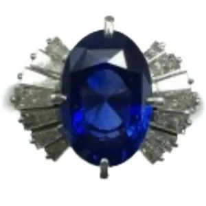 PM999 非加熱サファイア・ダイヤモンド リング 8.11 ct 0.92 ct