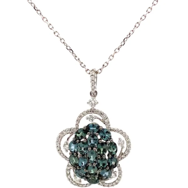 K18WG アレキサンドライト・ダイヤモンド ネックレス/ペンダントトップ A1.97・D0.37ct