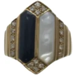 K18 オニキス・シェル・ダイヤモンド リング D0.22 ct