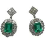 Pt850/Pt900 コロンビア産エメラルド・ダイヤモンド ピアス/イヤリング E2.08・E1.70 ct D1.68・0.5・D1.75・0.5 ct
