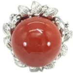 Pt･Pm900 サンゴ・ダイヤモンド リング 0.05 ct