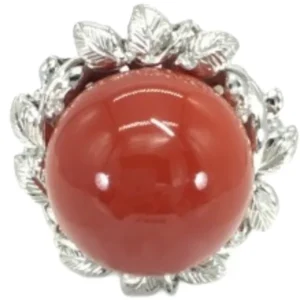 Pt･Pm900 サンゴ・ダイヤモンド リング 0.05 ct