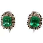 Pt･Pm900 エメラルド・ダイヤモンド ピアス/イヤリング 1.62・0.3ct