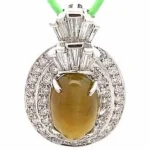 K18 クリソベリルキャッツアイ ダイヤモンド ペンダントトップ 0.73ct 0.62ct