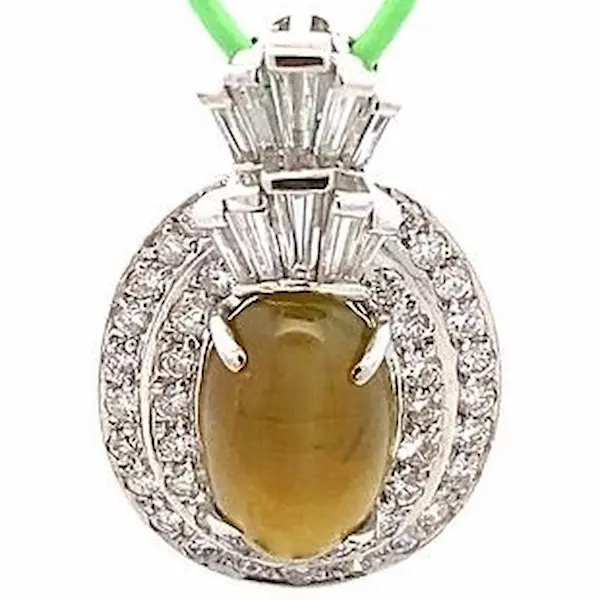 K18 クリソベリルキャッツアイ ダイヤモンド ペンダントトップ 0.73ct 0.62ct