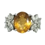 Pt･Pm900 シトリン・ダイヤモンド リング 0.86 ct