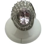 Pt･Pm900 クンツァイト・ダイヤモンド リング 7.71 ct 3.91 ct