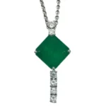 Pt850Pt900 エメラルド・ダイヤ ネックレス 12.41 ct 1.05 ct