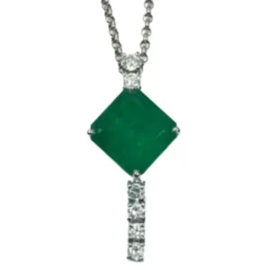 Pt850Pt900 エメラルド・ダイヤ ネックレス 12.41 ct 1.05 ct