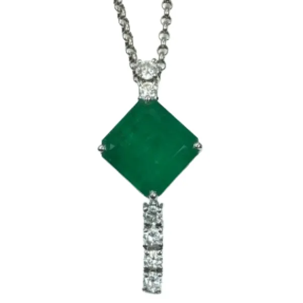 Pt850Pt900 エメラルド・ダイヤ ネックレス 12.41 ct 1.05 ct