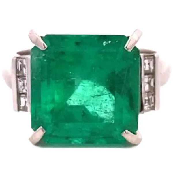 Pt･Pm900 エメラルド・ダイヤモンド リング 8.21・0.29ct