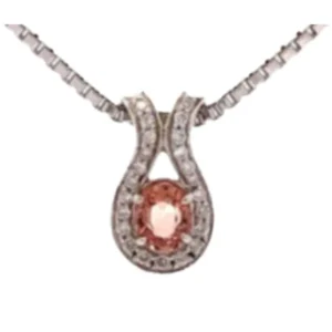 K18WG パパラチアサファイア・ダイヤモンド ネックレス/ペンダントトップ 1.059 ct D0.3 ct