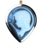 K18 カメオ・オニキス・シェル ブローチ