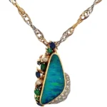 Pt/K18/Pt900 ボルダーオパール・多色石 8.85・S0.71・E0.51・0.22・0.41ct