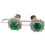 Pt･Pm900 エメラルド・ダイヤモンド ピアス/イヤリング 0.43・D0.25・0.43・D0.25ct