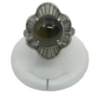 Pt･Pm900 キャッツアイ・ダイヤモンド リング 9.63 ct D1.87 ct