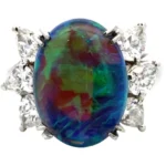 Pt･Pm900 ブラックオパール・ダイヤモンド リング 7.29・D1.55ct