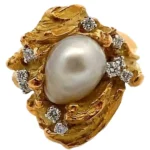 岩倉康二 Pt900K18[Kﾒｲﾝ] パール・ダイヤモンド D0.19ct