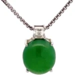Pt900K18WG 翡翠みため・ダイヤモンド ネックレスネックレストップ 5.83 ct 0.21 ct